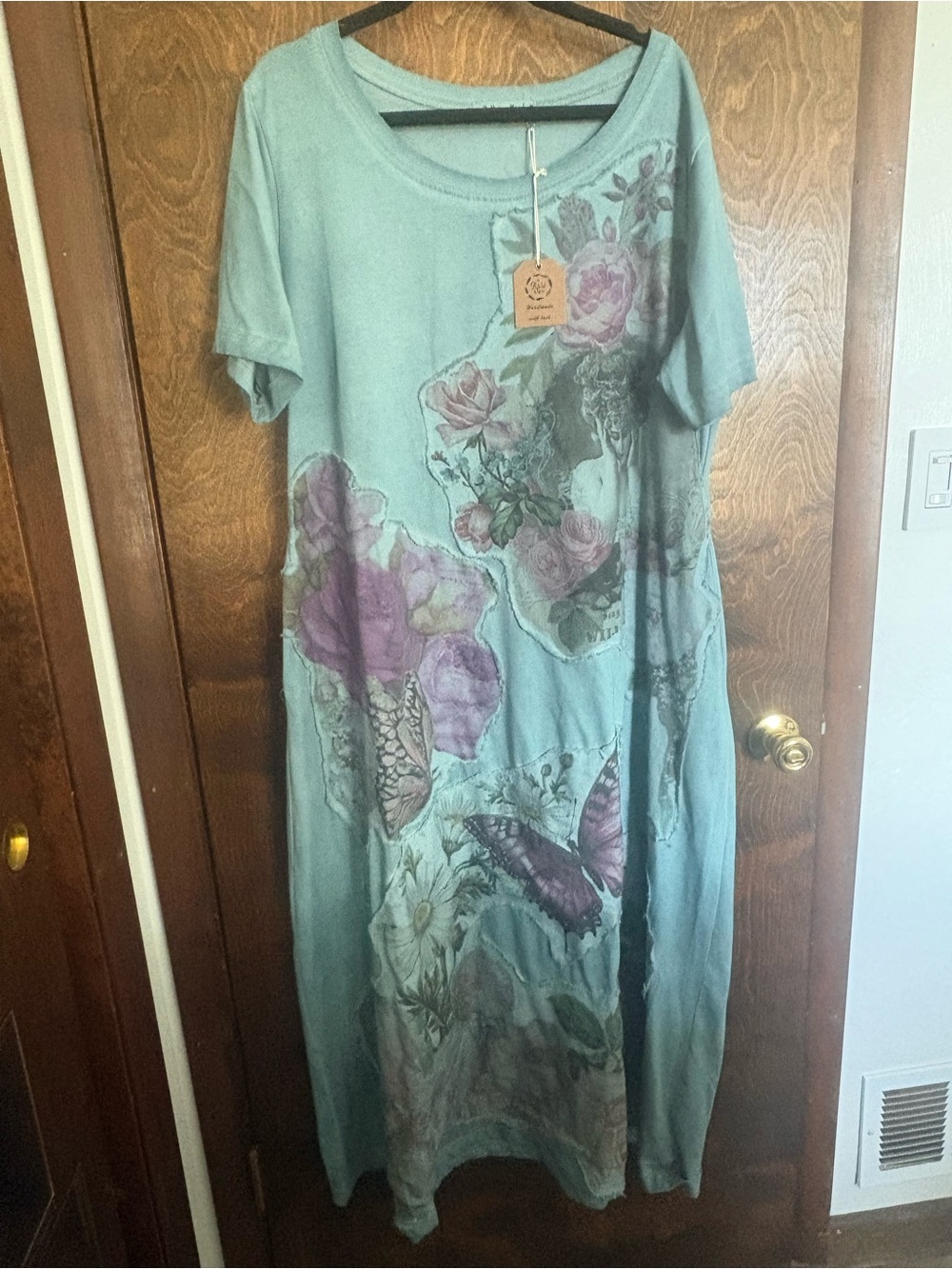A Rare Bird Women's Light Teal Floral Butterfly Maxi Dress